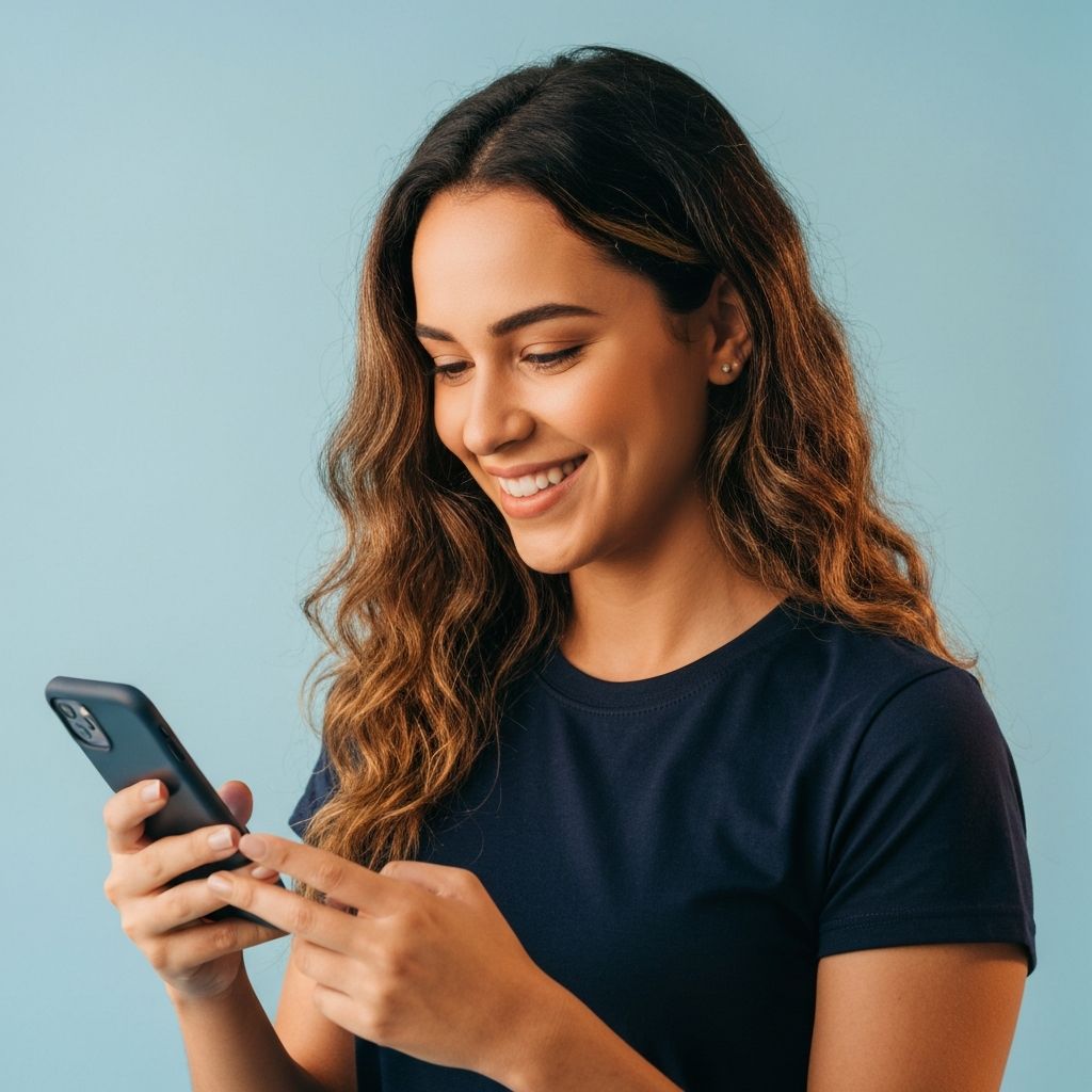 Estudante usando celular